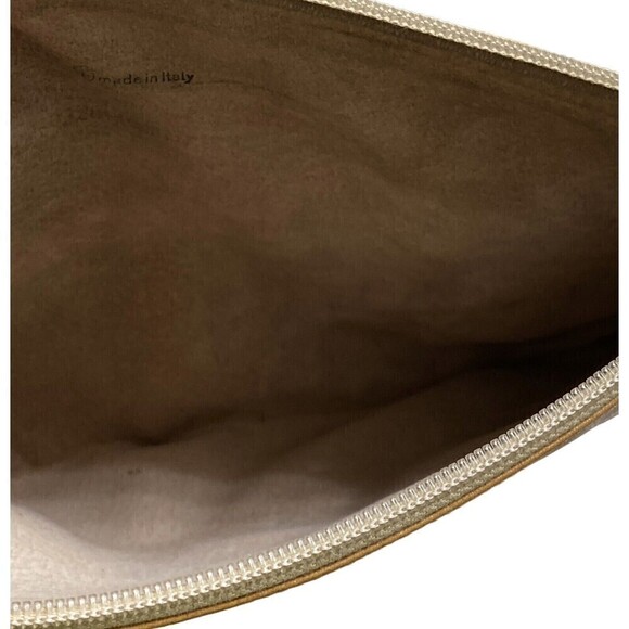 Mark Cross Vintage Clutch Bag Purse Beige Leather Ostrich Trim Dust Bag - Picture 4 of 7